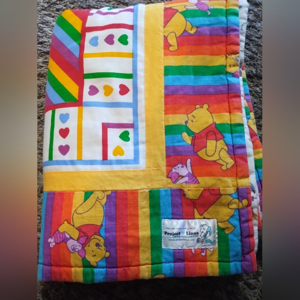 Winnie The Pooh Quilt Reversible Rainbow Kids Nursery Project Linus